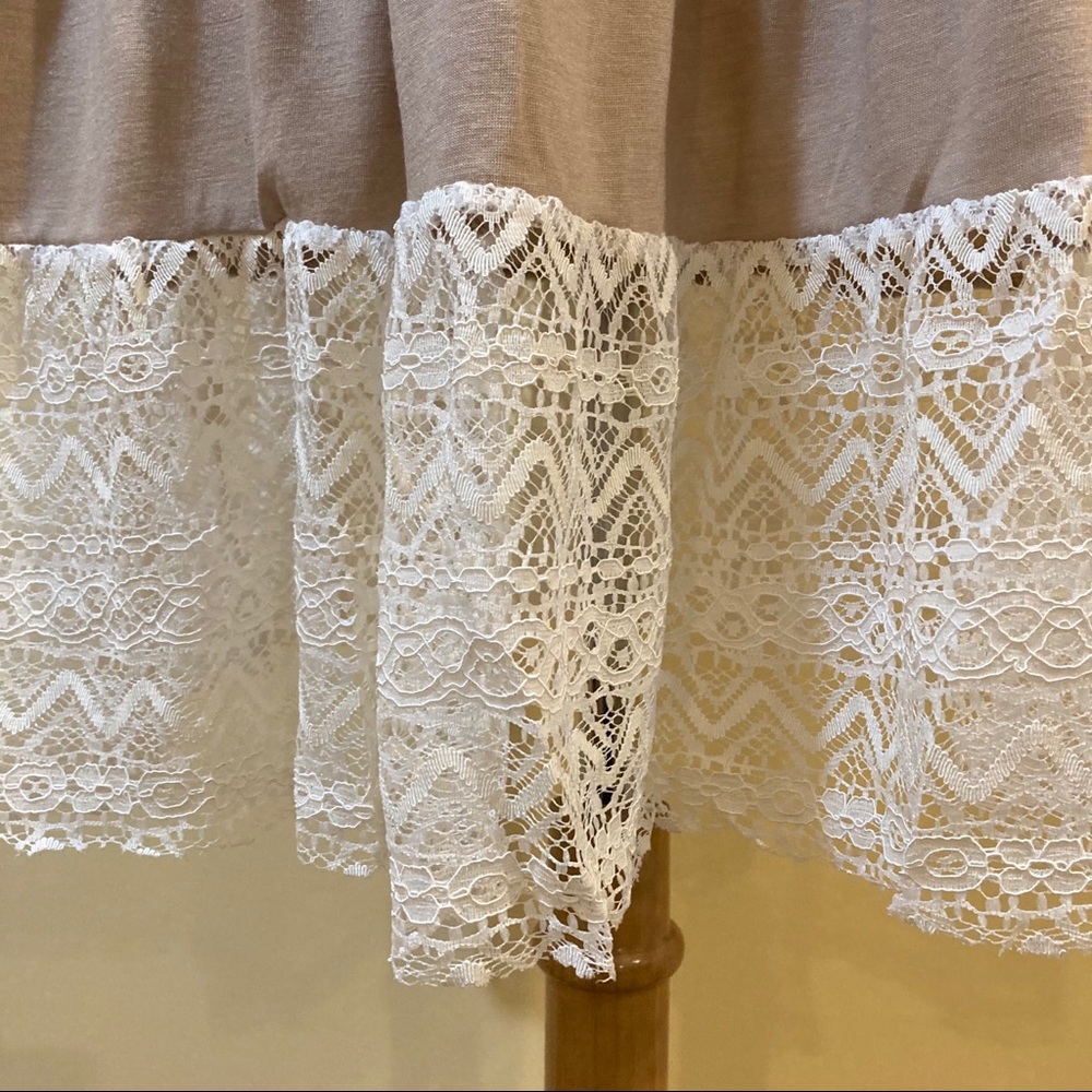 Loose Ruffled Lace Hem Soft Drapey Tunic Dress - Picture 2 of 4